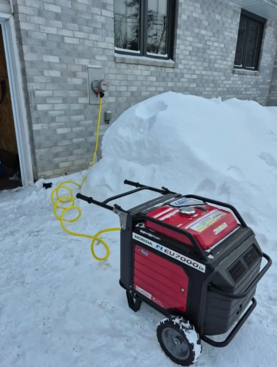 Portable generator hookup in the snow